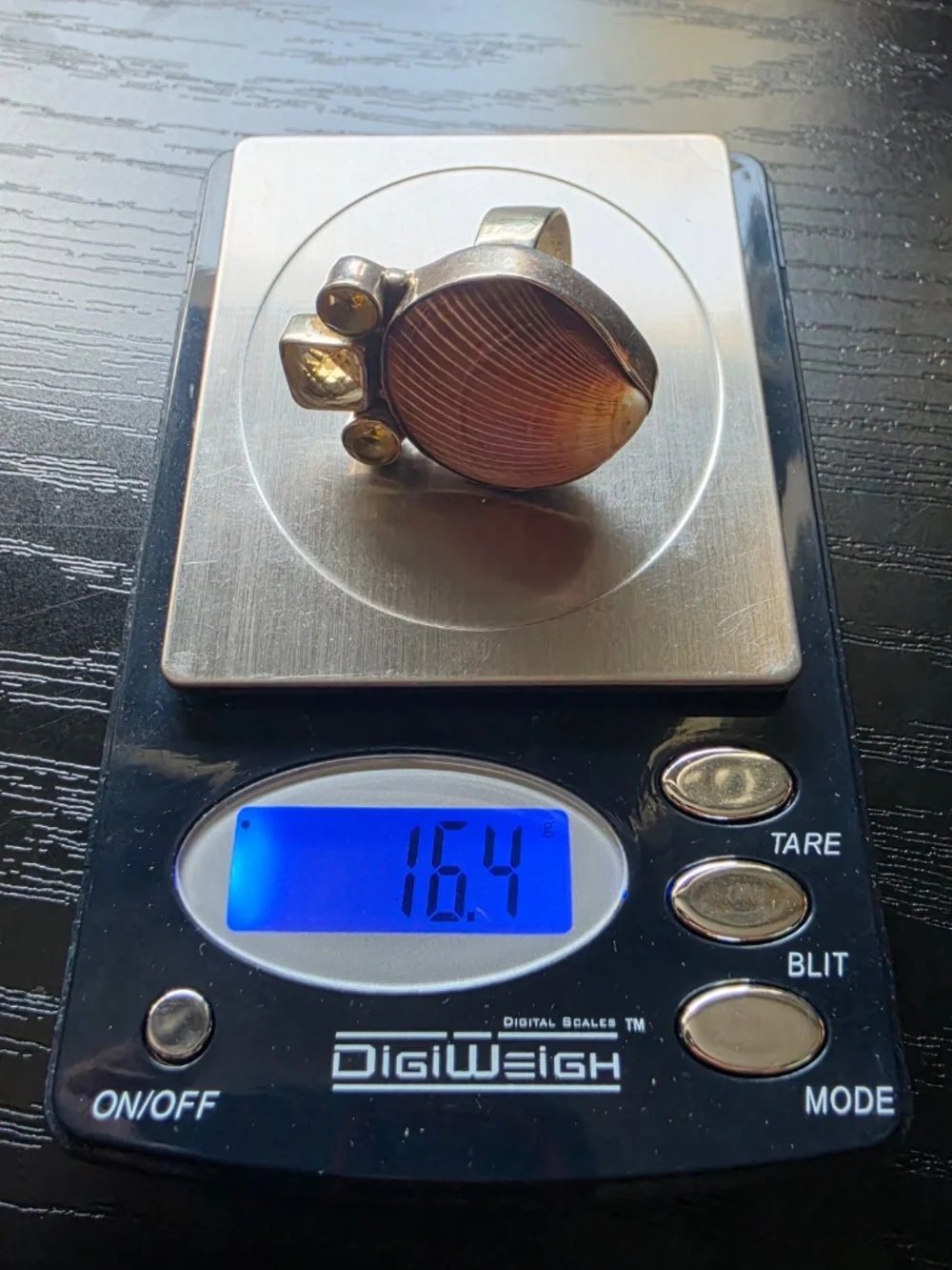 Handmade Sterling, Shell & Citrine Ring